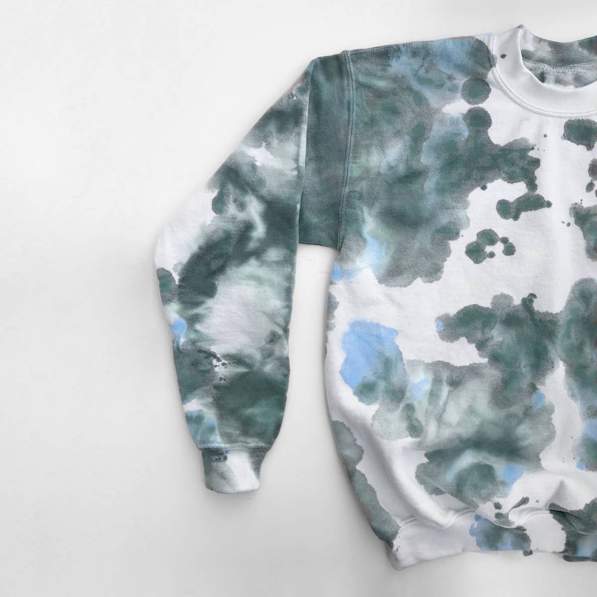 Blue and white 2025 tie dye crewneck