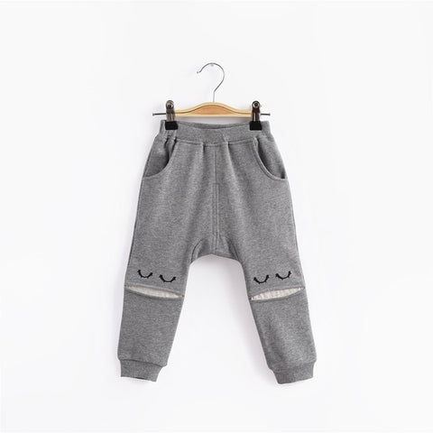 Boys Gray Pants With Print Knees