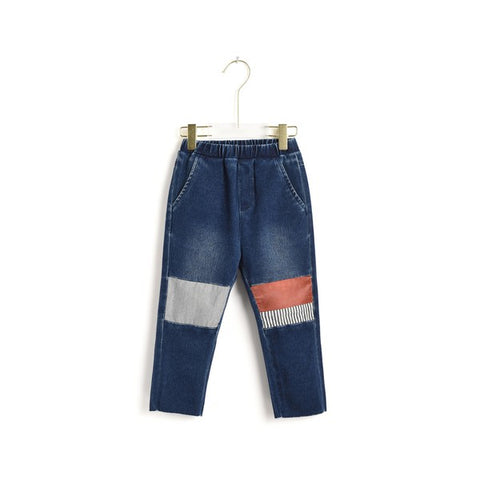 Boys Contrasting Knees Jeans