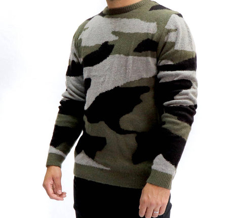 Mens Knit Sweater Camo